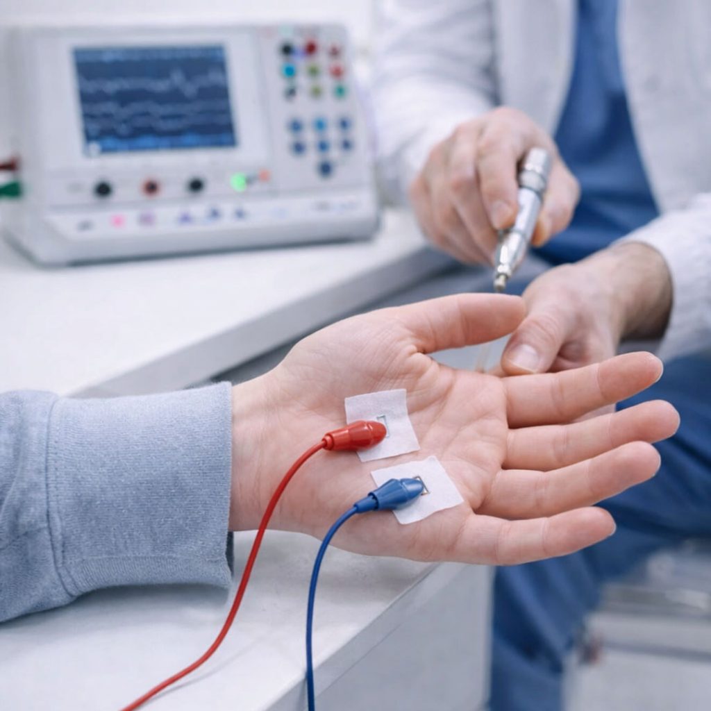 Если немеет рука, то рекомендуем пройти ЭНМГ в клинике "Небольница" на ул. Лизюкова, 24