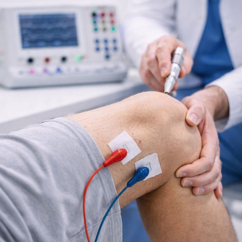 При судорогах в мышцах рекомендуется провести ЭНМГ. Услуга доступна в клинике "Небольница" на ул. Лизюкова, 24